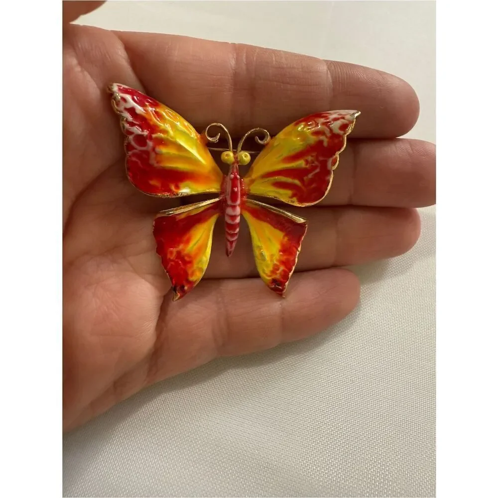 1960s / 70s Weiss Vibrant Bohemian Hippie Woodstock Enamel Butterfly Brooch